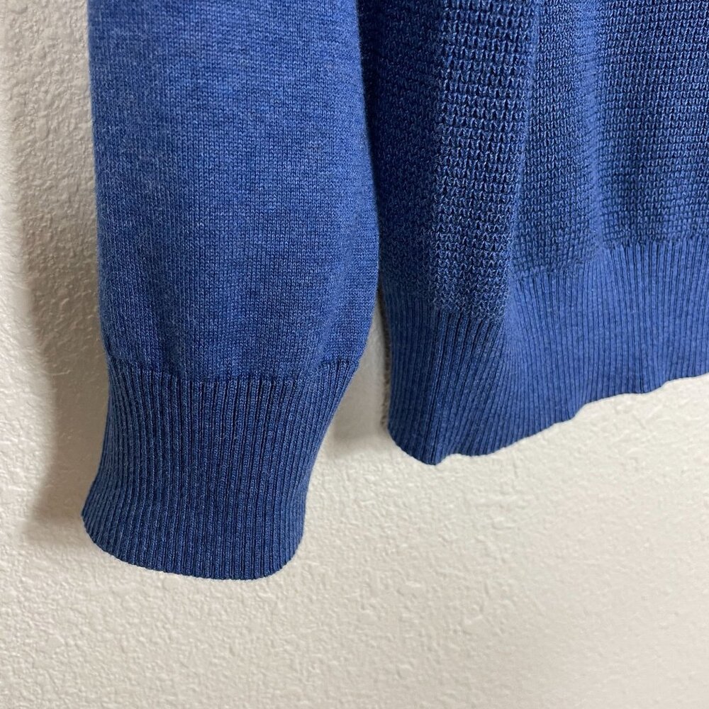 Brooks Brothers Sweater Red Fleece Men Blue Henley Neck Knit Casual Size Large - Picture 3 of 6
